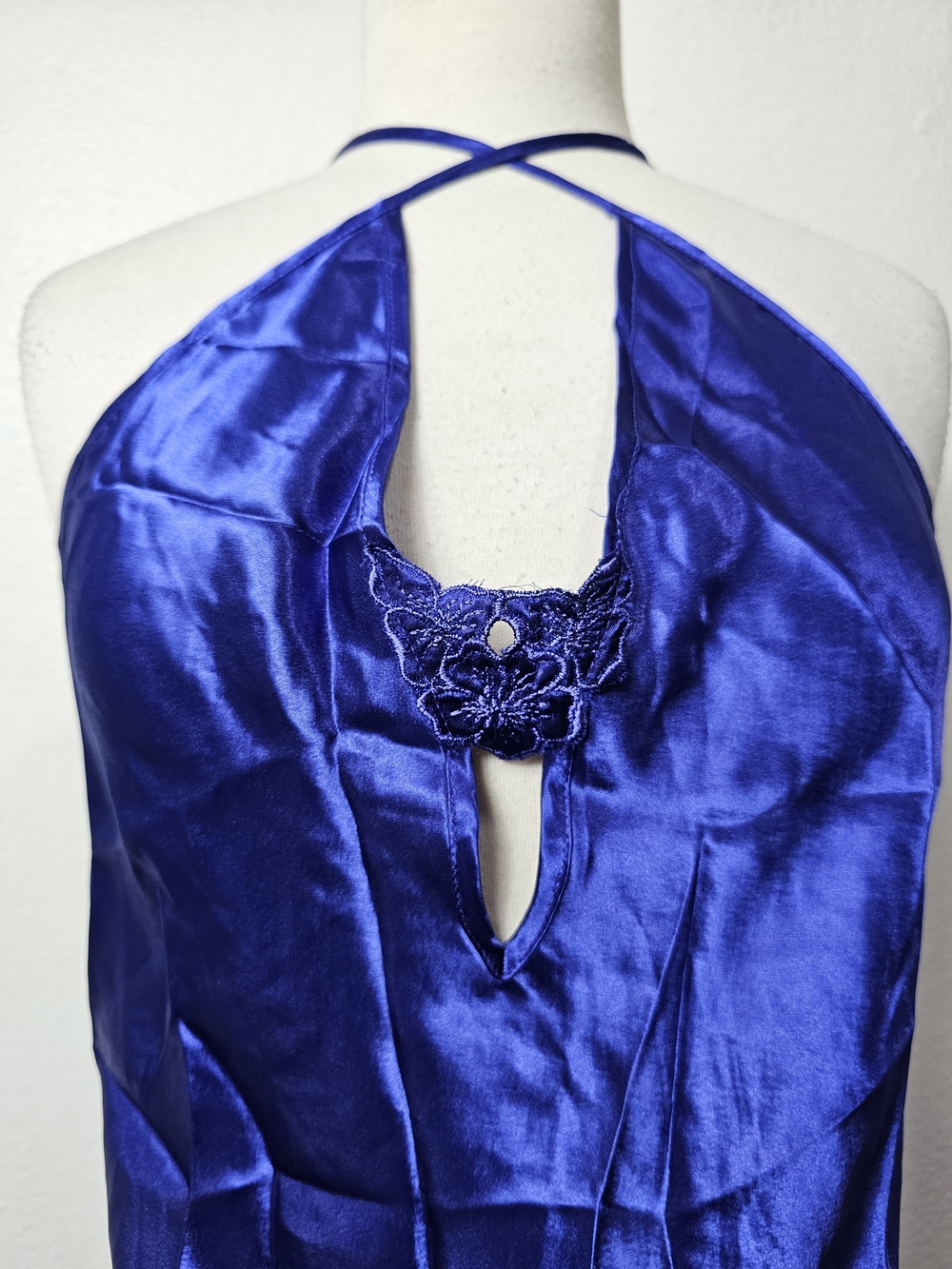 Satin Halter Maxi Dress in Royal Blue - Picture 3 of 8